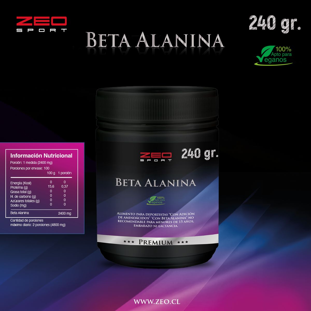 Beta alanina en polvo 240 gr